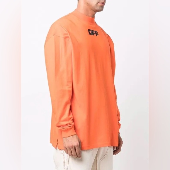 OFF-WHITE  Logo Print Long-Leeve T-Shirt in Orange - Picture 2 of 8
